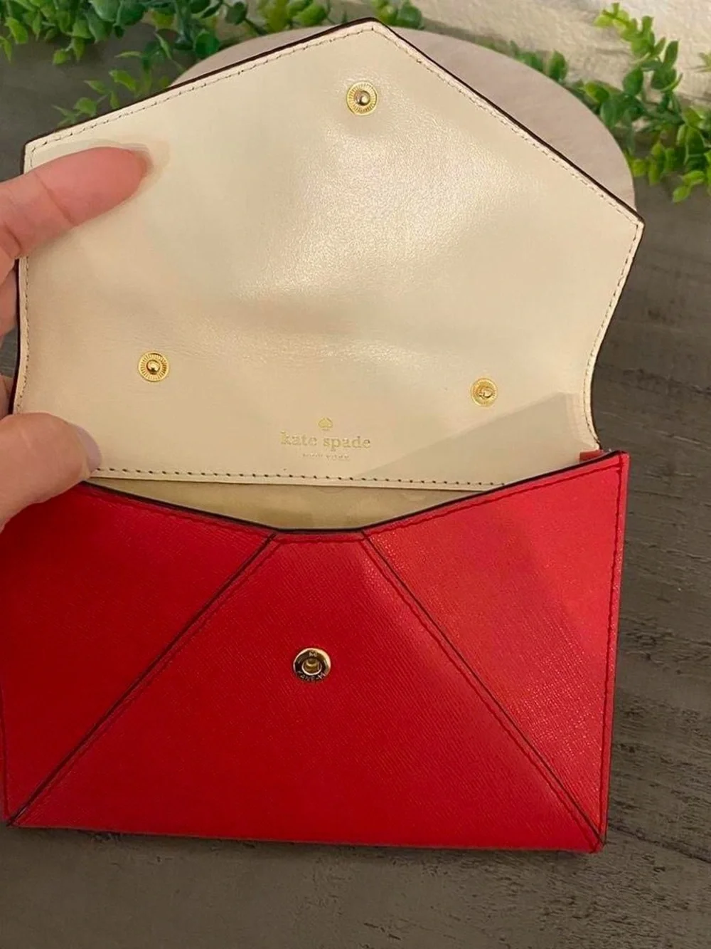 kate spade Red Envelope Wallet Clutch with Gold Logo